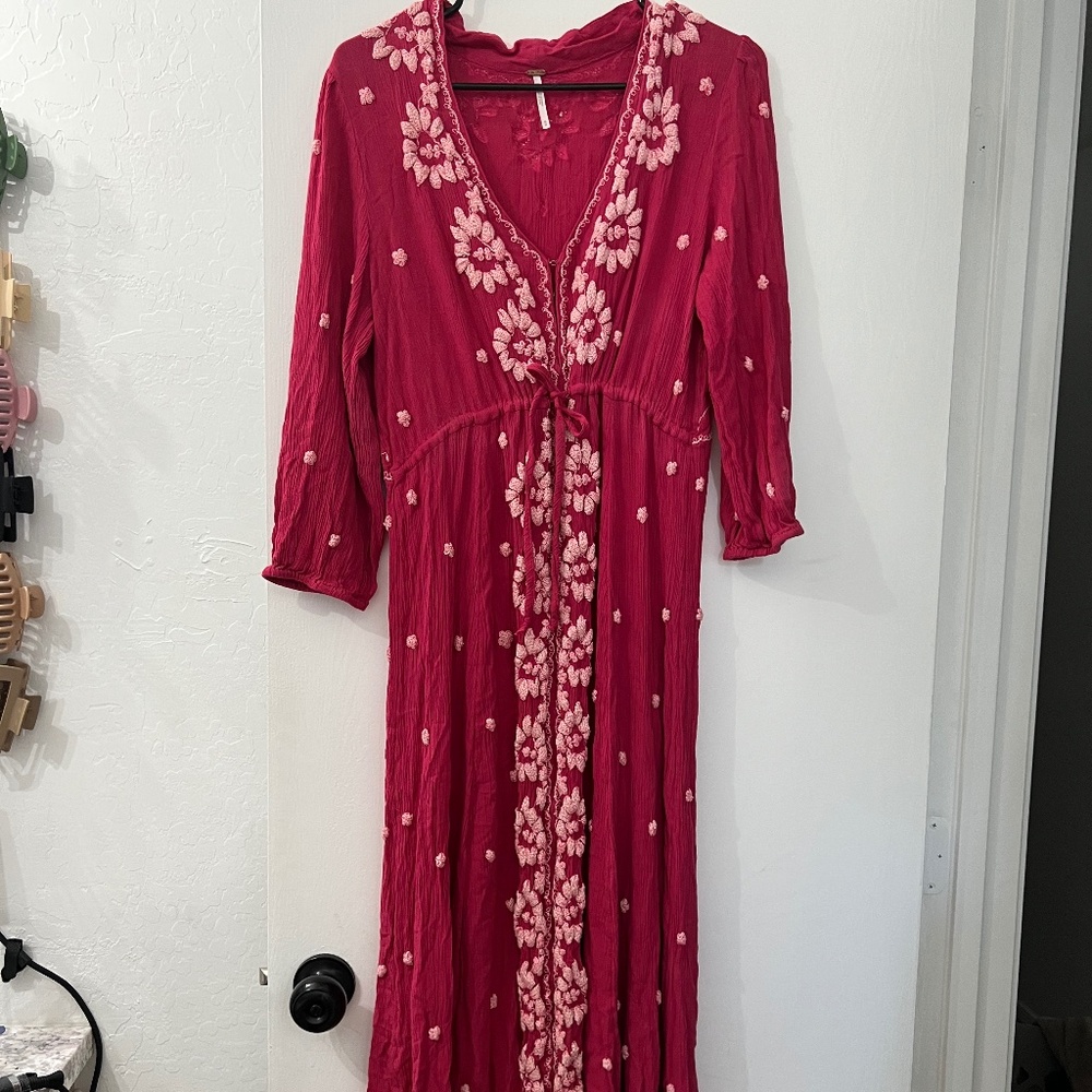 Free people embroidered fable midi dress